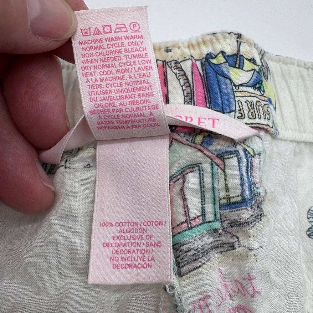 Victoria's Secret White Printed‎ Beach/Surf Scene Lounge Shorts, L - Picture 9 of 12